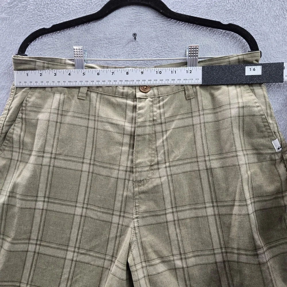 Quiksilver Men Shorts 33 Brown Plaid‎ Chino Button 9